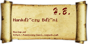 Hankóczy Béni névjegykártya